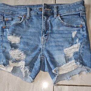 American Eagle Outfitters Light Blue Distressed Denim Cutoff Shorts